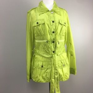 NWT Luisa Cerano Neon Green Utility Rain Jacket